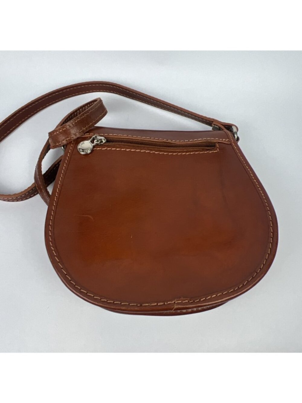 Del Borgo Brown Leather Handbag Snap Close - Picture 3 of 8